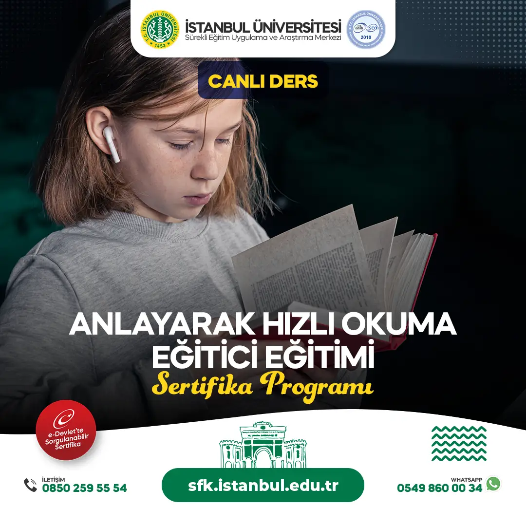Anlayarak Hızlı Okuma Eğitici Eğitimi Sertifika Programı (CANLI DERS)